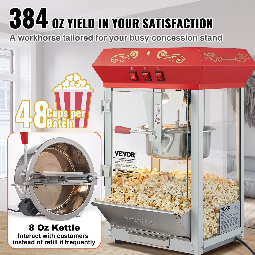 12Oz Electric Commercial  Popcorn Maker with  Scoop Spoon  & Heating Tube