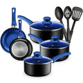 11 piece Blue Pots & Pan Aluminum Cookware Set, Nonstick