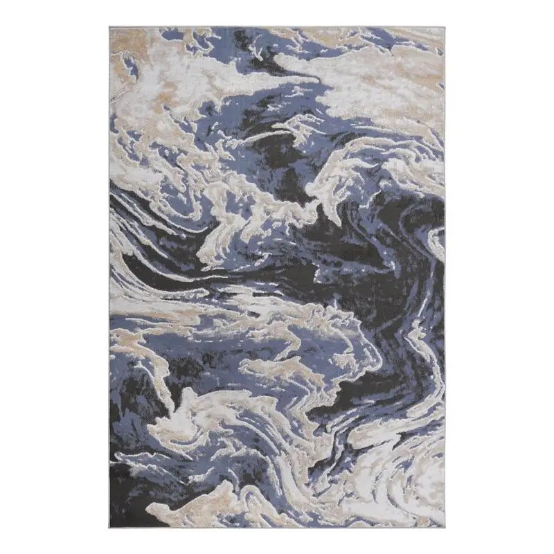 6X9 Light Blue Abstract Non-Shedding Area Rug