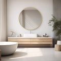 JHK 30"Gold Round wall  Mirror  Matte Metal Framed  Tempered Glass