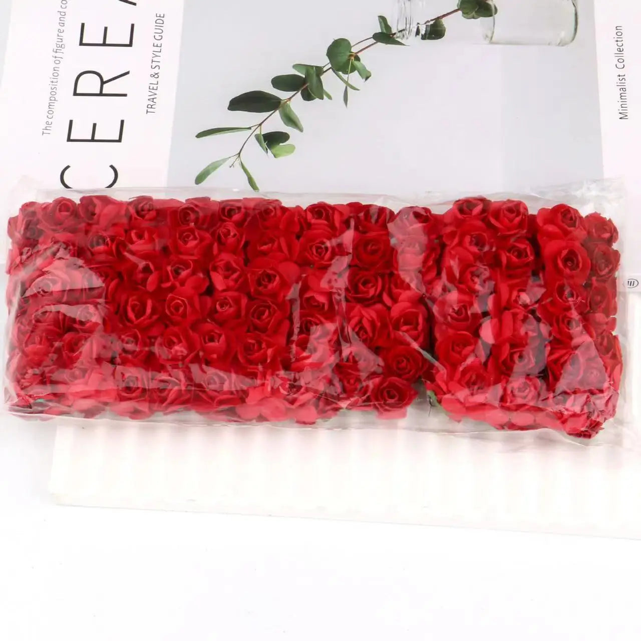 144PCS 1.5 cm Artificial Mini Paper Rose Flower Bouquet