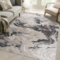 6x9 Grey Abstract Area Rug  - Non-Shedding , Stain Resistant
