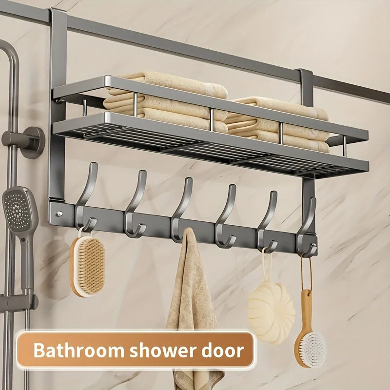 Multifunctional Metal Over-the-Door Storage Rack Easy Install