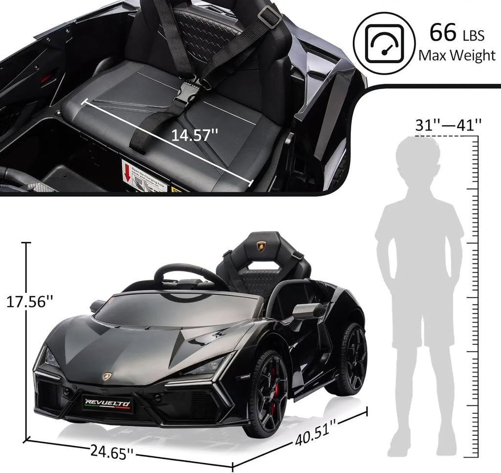 3-8 Years Ride On  Electric Car with Bluetooth, USB Music, Remote Control, & Headlights