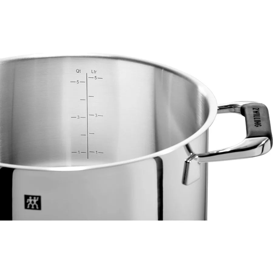 5-Piece Stainless Steel  Saucepan Set,  with Glass Lids &  Silicone Handles,