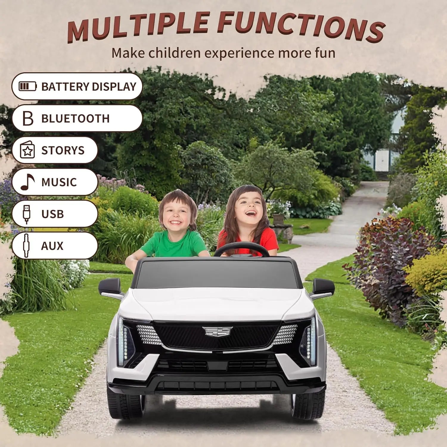 24V Kids Ride on Car Battery- 2-Seater Electric Vehicle w/Remote Control,  4-Wheel Shock Absorbers