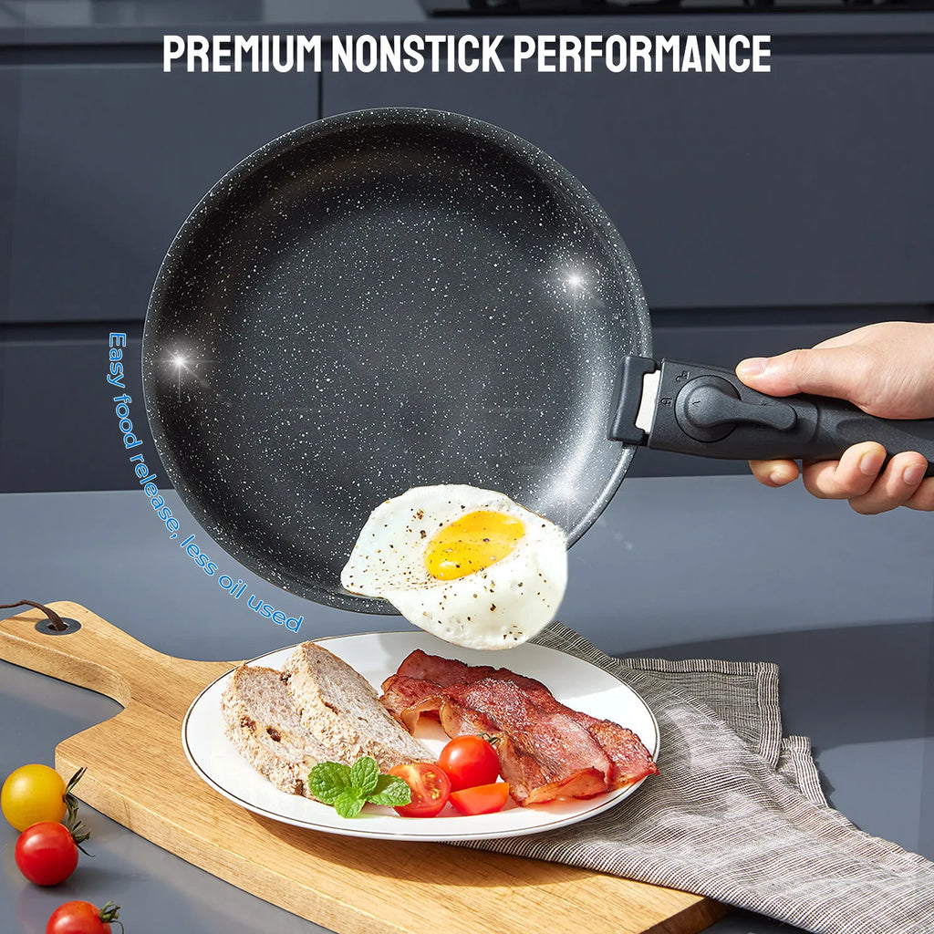 10-Piece Induction Cookware Set  with Removable Handles,  Stackable &, Dishwasher