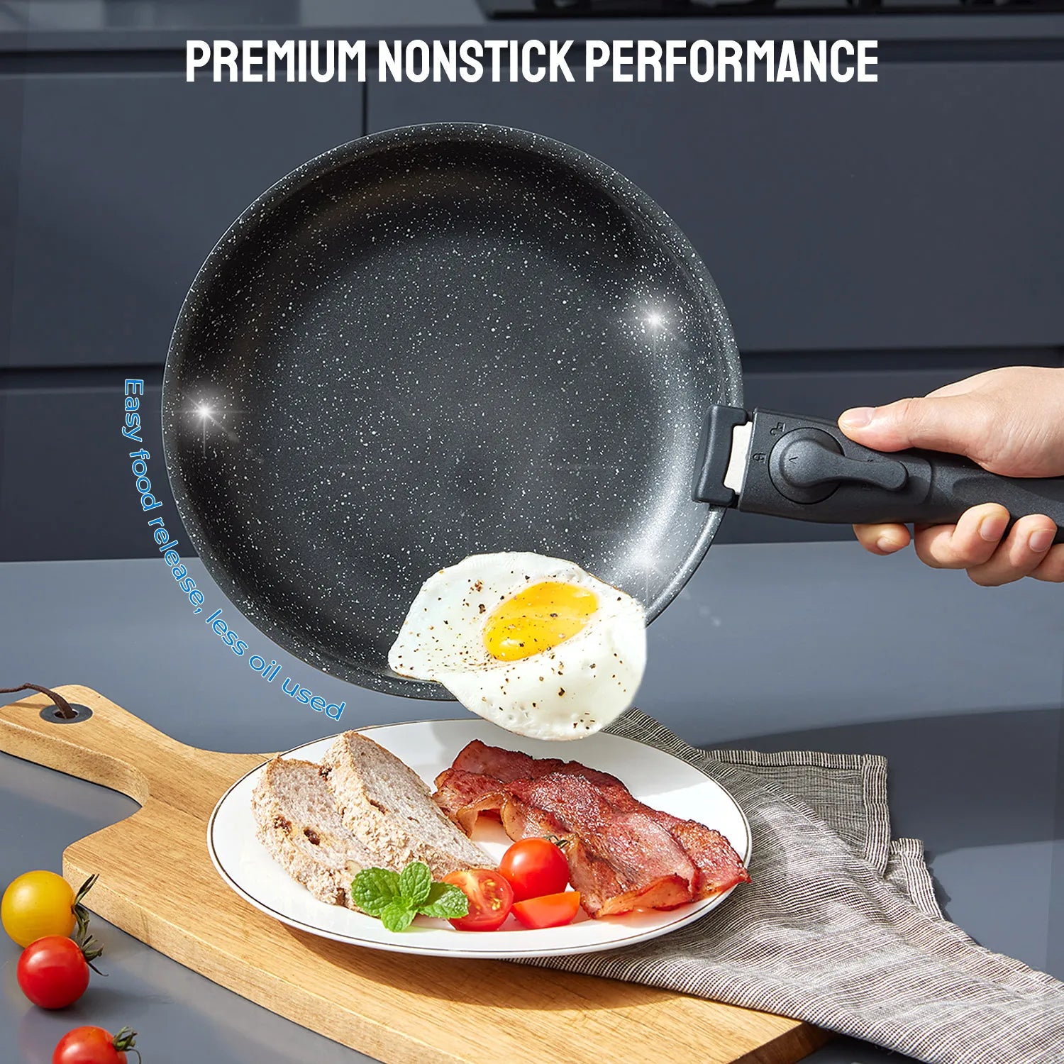 10-Piece Induction Cookware Set  with Removable Handles,  Stackable &, Dishwasher