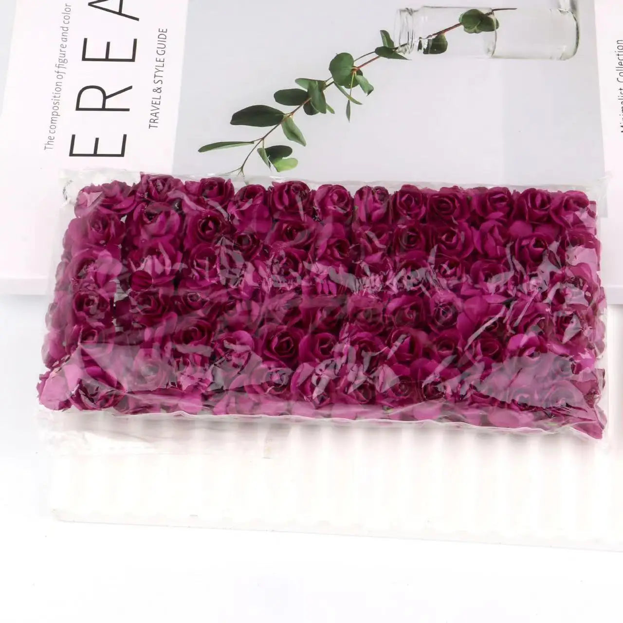 144PCS 1.5 cm Artificial Mini Paper Rose Flower Bouquet