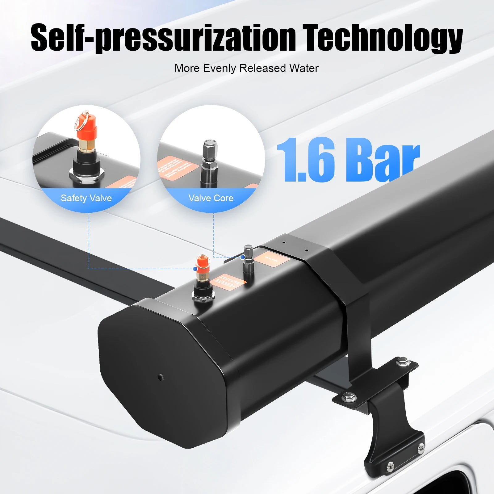 30L Portable Camping, Water Tank Roof Rack Road Shower for Washing