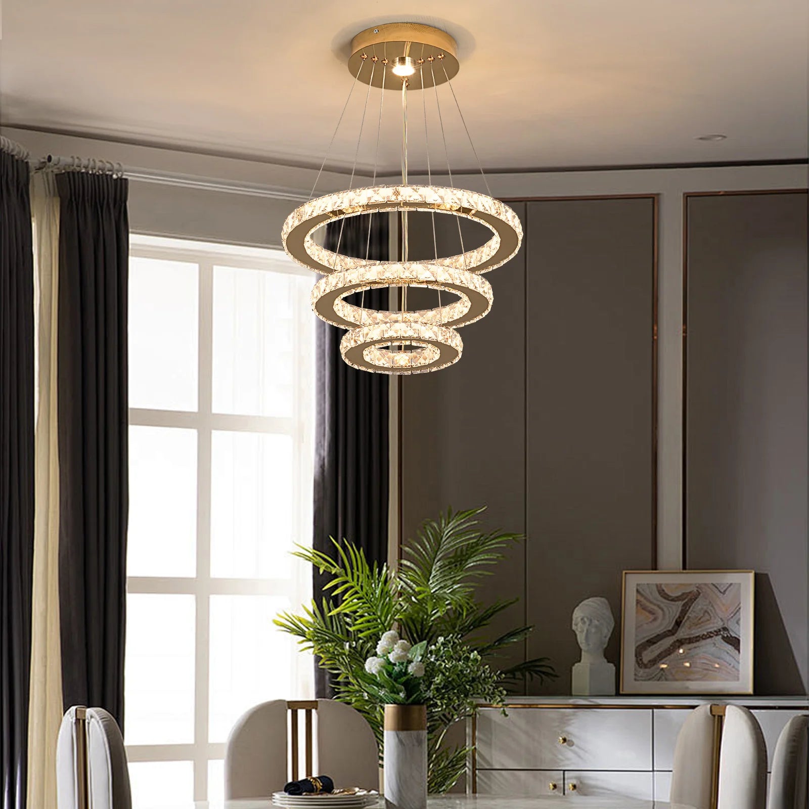 French luxury crystal chandeliers  Led ceiling lamp pendant
