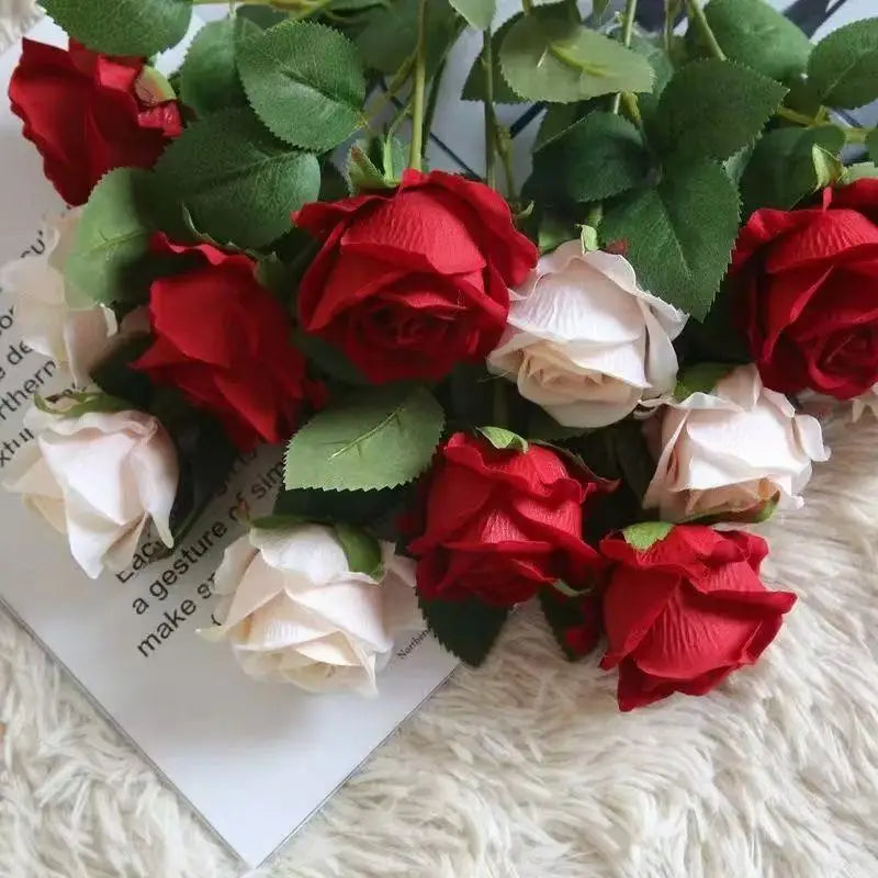 1/5/10/20pcs Artificial  Realistic Fake Rose Flowers