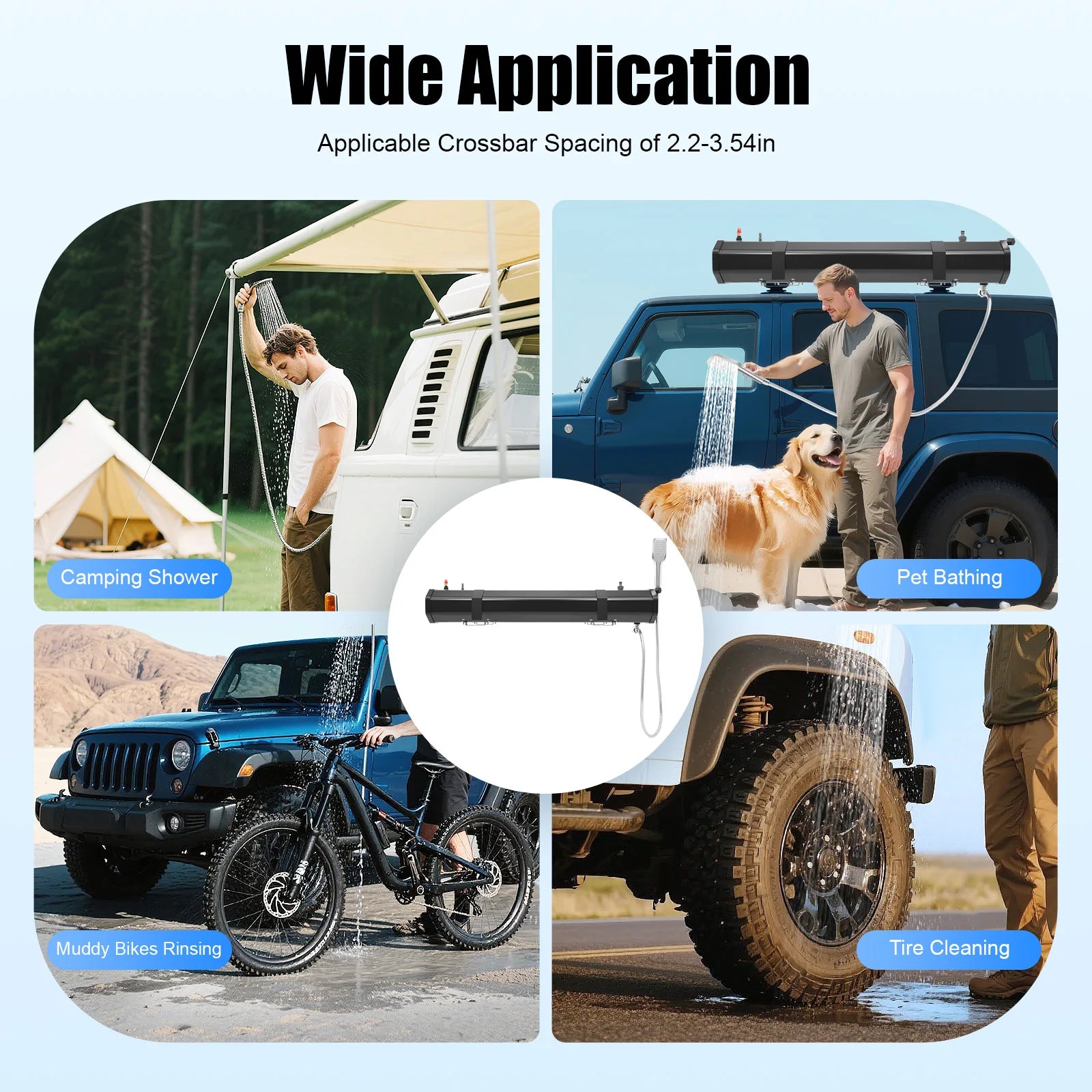 30L Portable Camping, Water Tank Roof Rack Road Shower for Washing