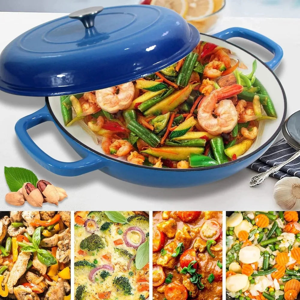 4.5L  Cast Iron Dutch Oven Pot with Lid & Dual Handles for Baking & Cooking