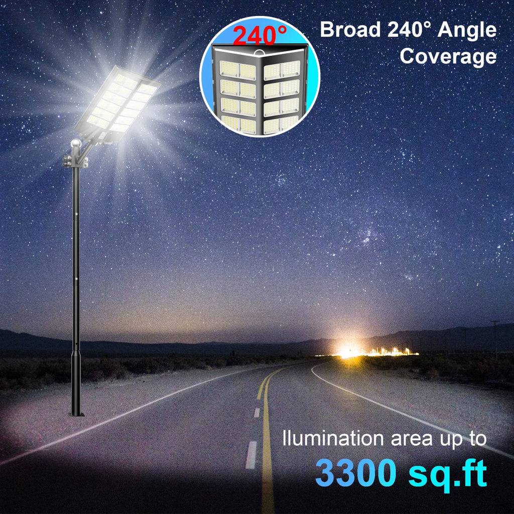 6000-watt waterproof solar street lights. with Dusk-to-Dawn auto on & off Motion Sensor