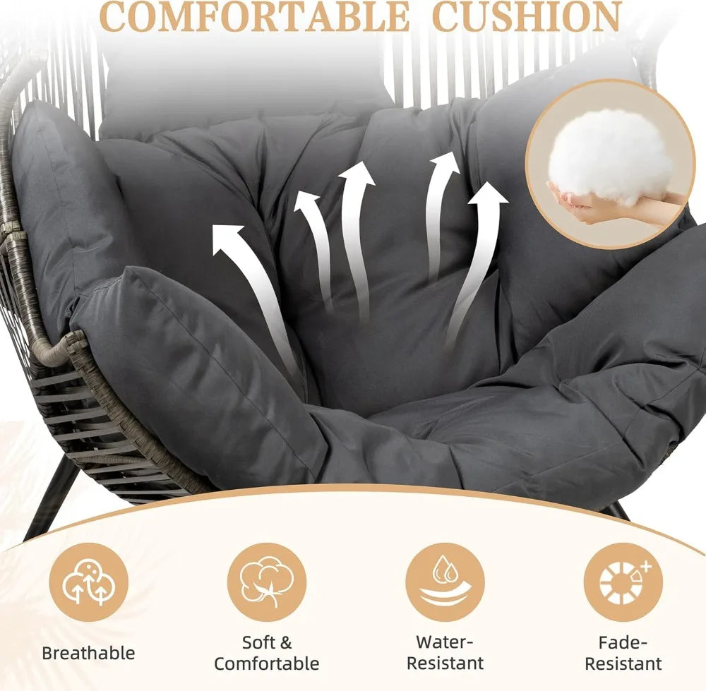 Outdoor  Oversized PE Rattan Wicker egg chair with cushion for  Patio, Balcony, Backyard ,indoor or outdoor use