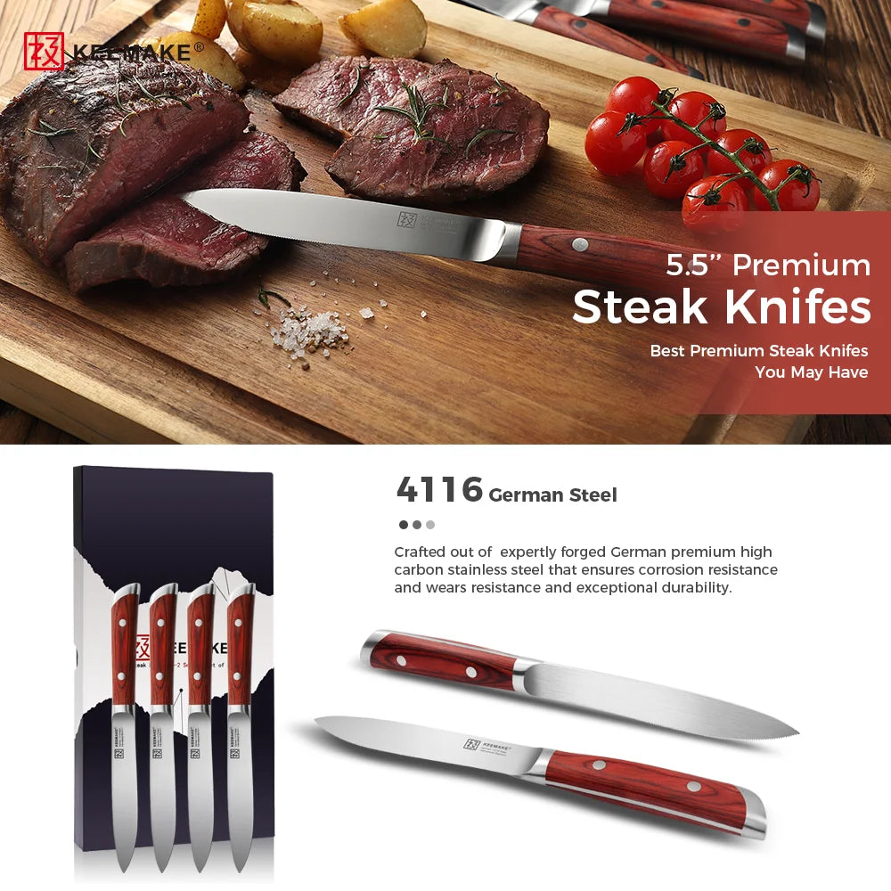 4PCS Steak Stainless Steel Knives Set 5.5 Inch  Ultra Sharp  Meat Cutting Knives