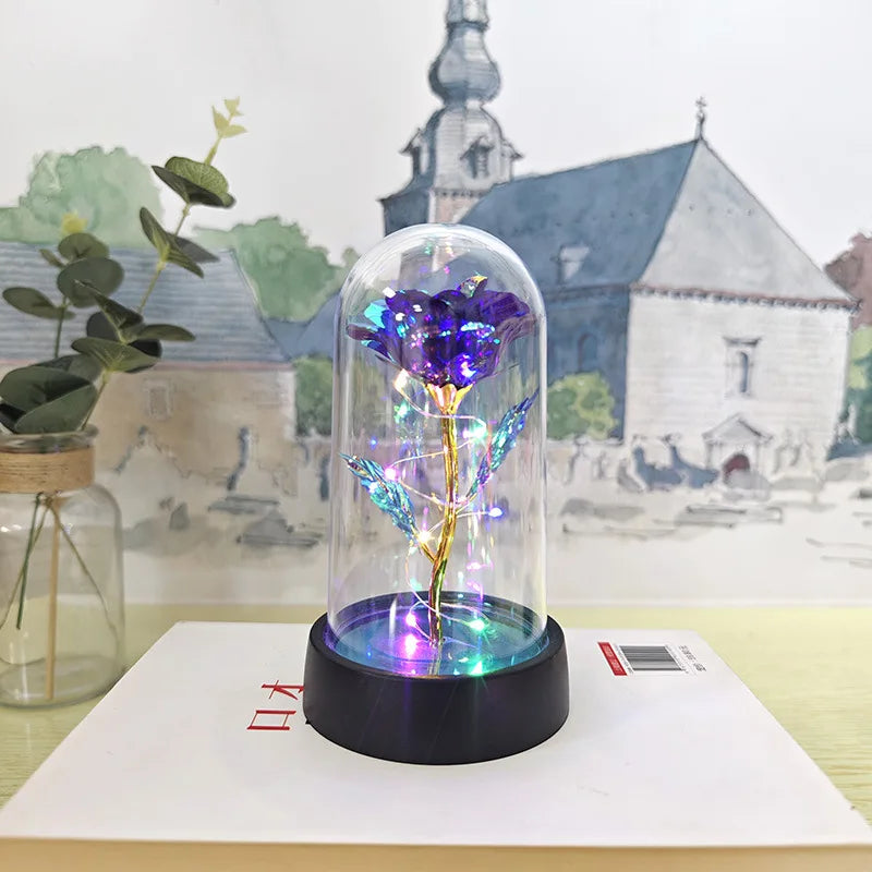 Artificial Glass Flower with Eternal Rose of the LED Light