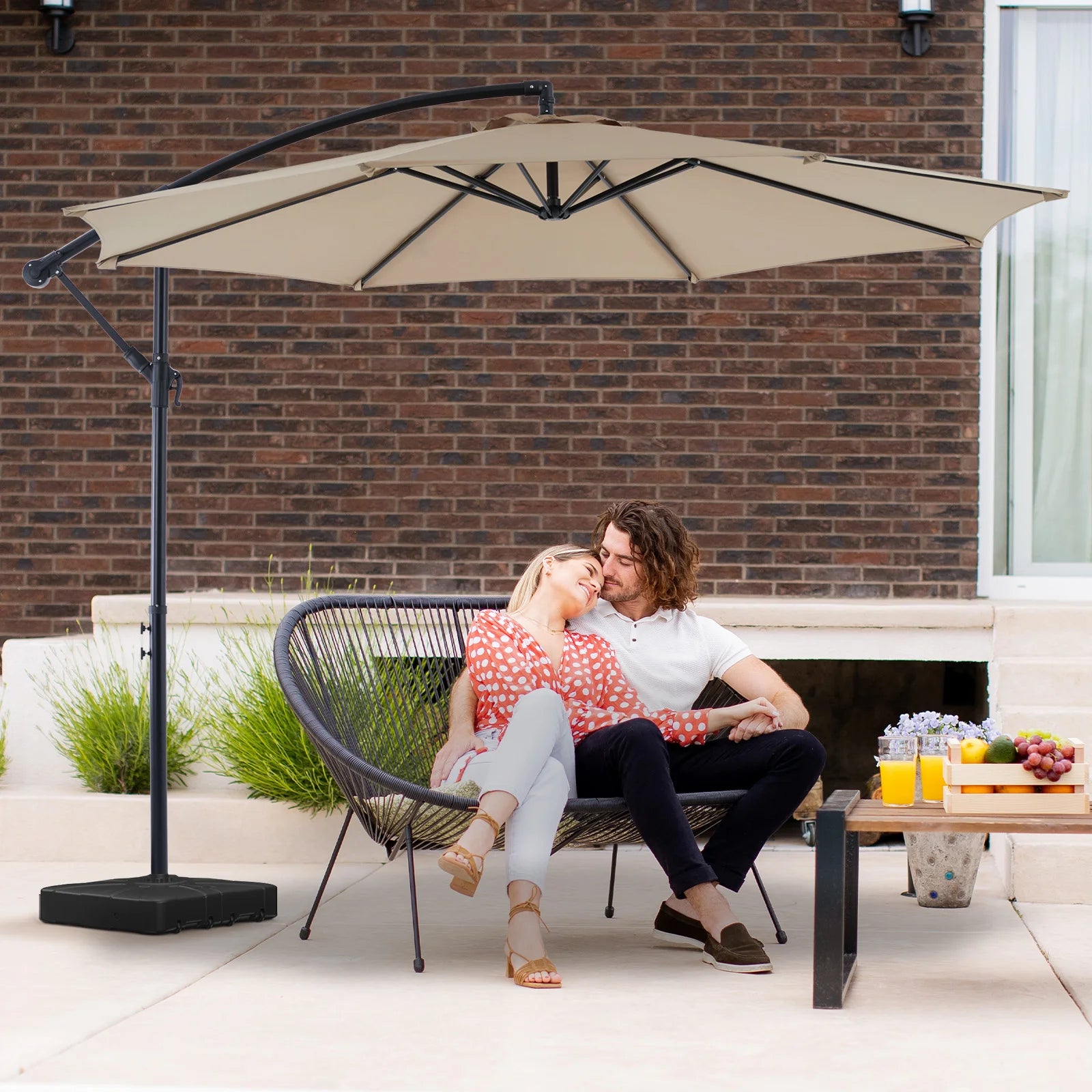 10FT Outdoor Patio Umbrella Hanging  Easy Tilt Adjustment UV Protection
