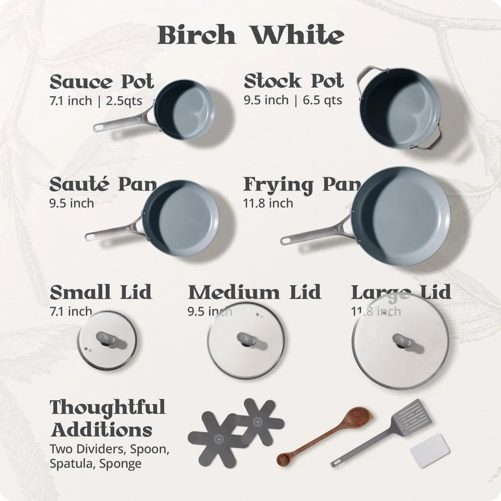 Non-Toxic Ceramic Nonstick  Cookware Set – Triple-Layer with Lids, PFAS