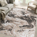 8x10 Brown Abstract Non-Shedding Area Rug  - Stain Resistant