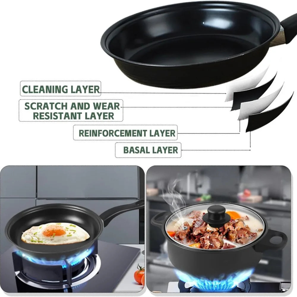 13PCS Non-Stick cookware Set for Induction Cooker Low Oil Smoke