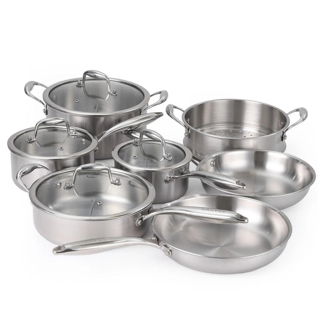3 Ply Stainless Steel 11-Piece Cookware Set with Lids,