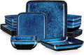 Stern Blue Square Dinnerware Set 16 Pieces Kitchen  Stoneware