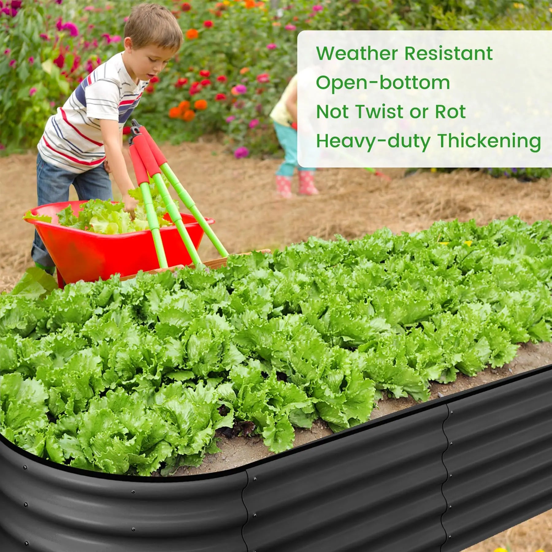 2-Pack Oval  Steel Raised Garden Bed Open Base  Metal Planter  Vegetables Flowers Herbs