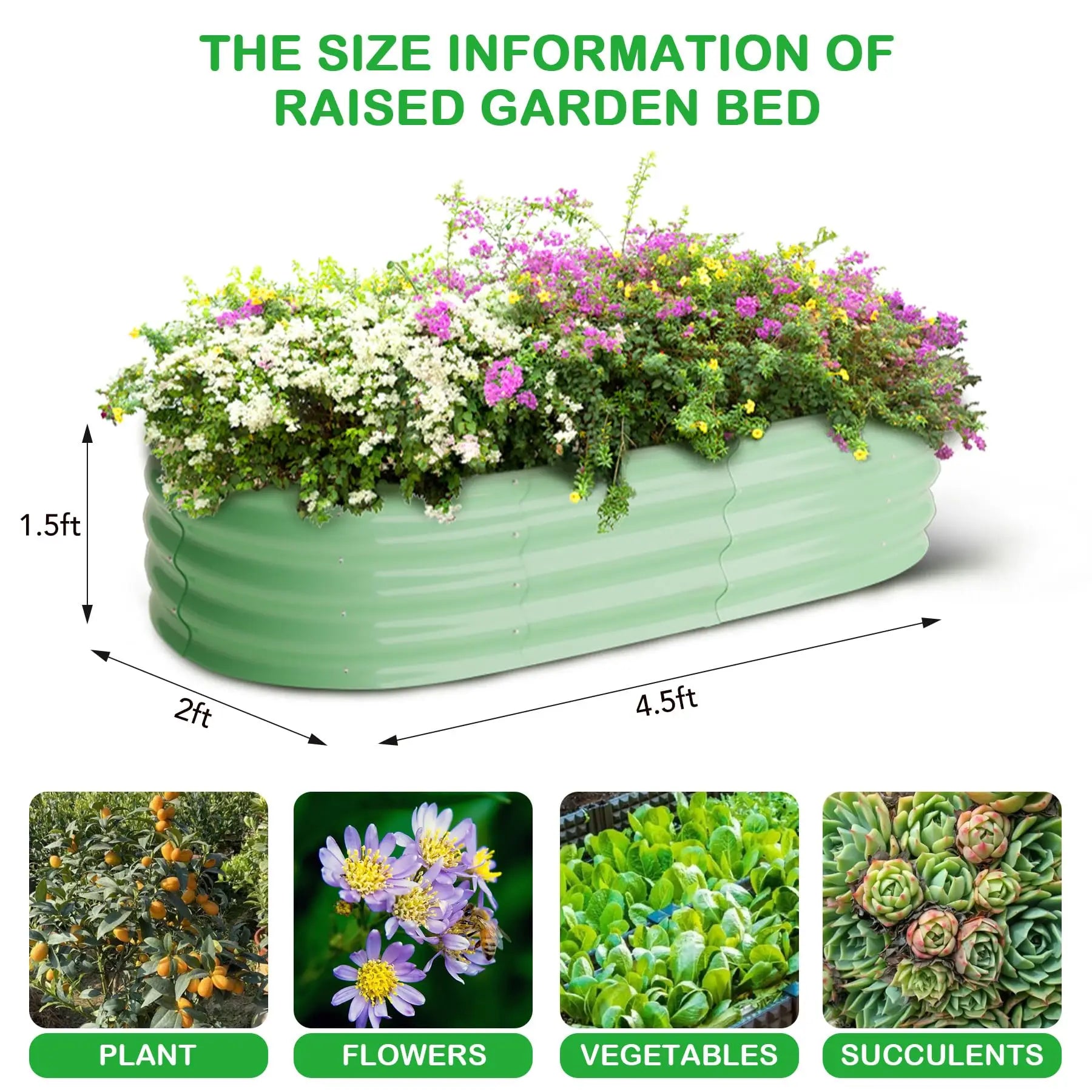 2-Pack Oval  Steel Raised Garden Bed Open Base  Metal Planter  Vegetables Flowers Herbs