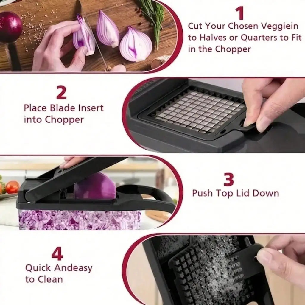 16-In-1 Multi-Functional Vegetable Chopper & Slicer with 8 Blades & Storage Container