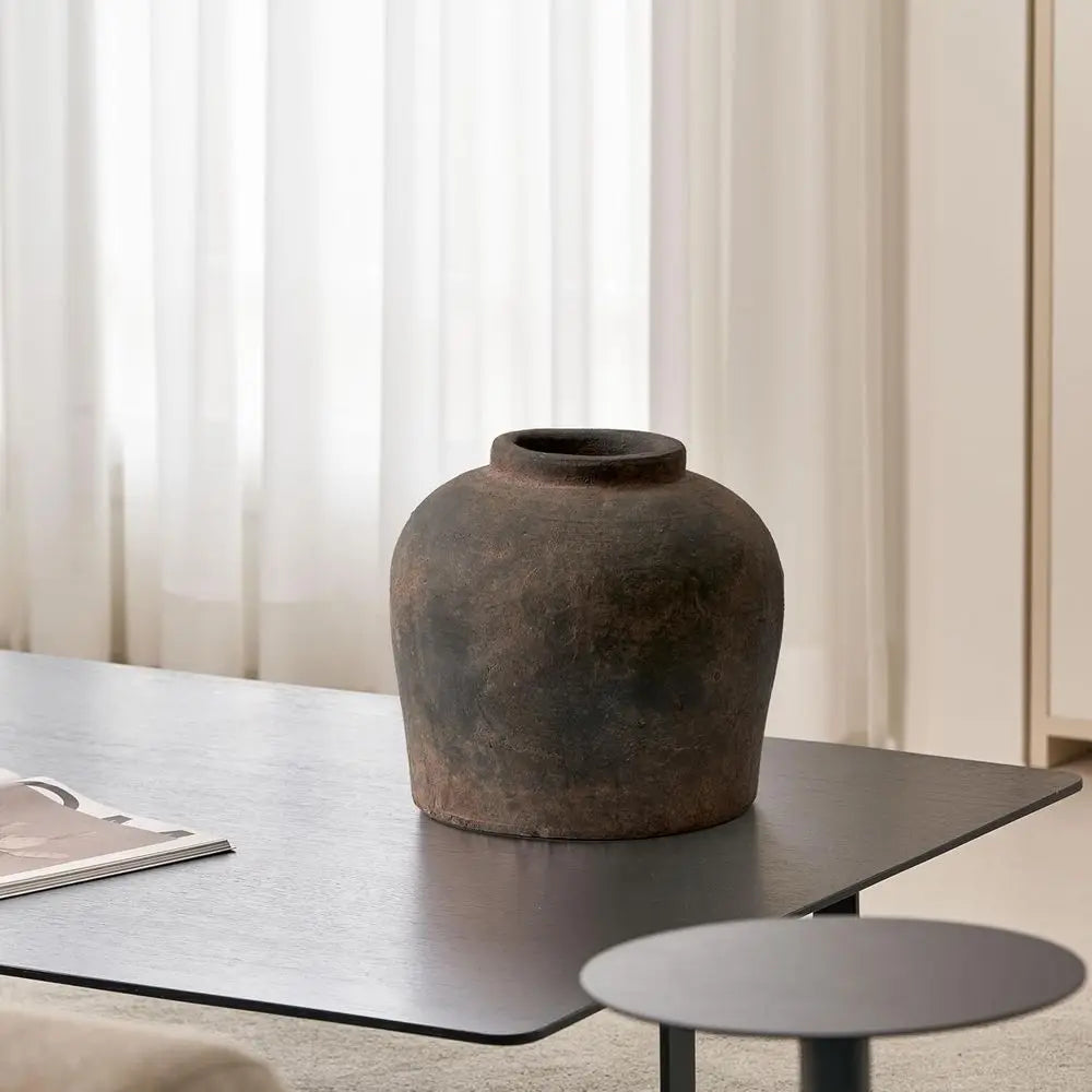 Eleventh-Inch  Brown Ceramic Vase