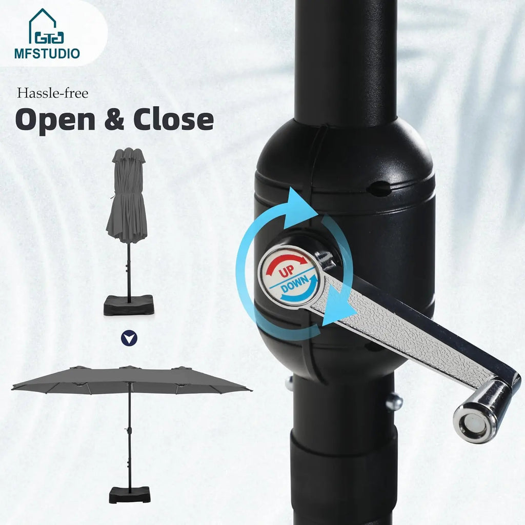 15ft Double Sided Patio Umbrella with Base Included,
