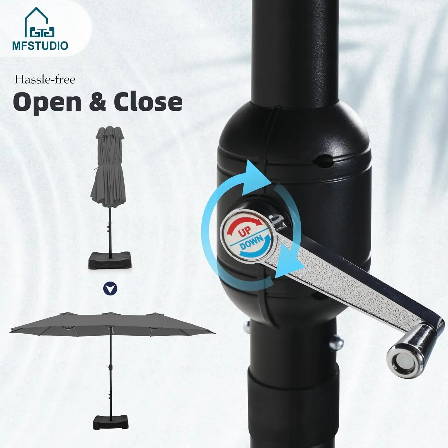15ft Double Sided Patio Umbrella with Base Included,