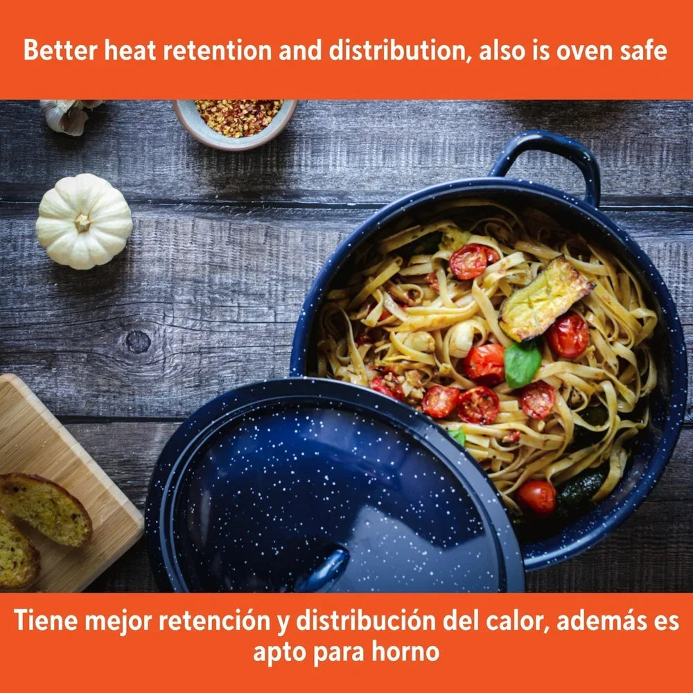 Enamel Stock  Pot for Soups &  Stews  Oven Safe with  Double Handles even Heat  Distribution