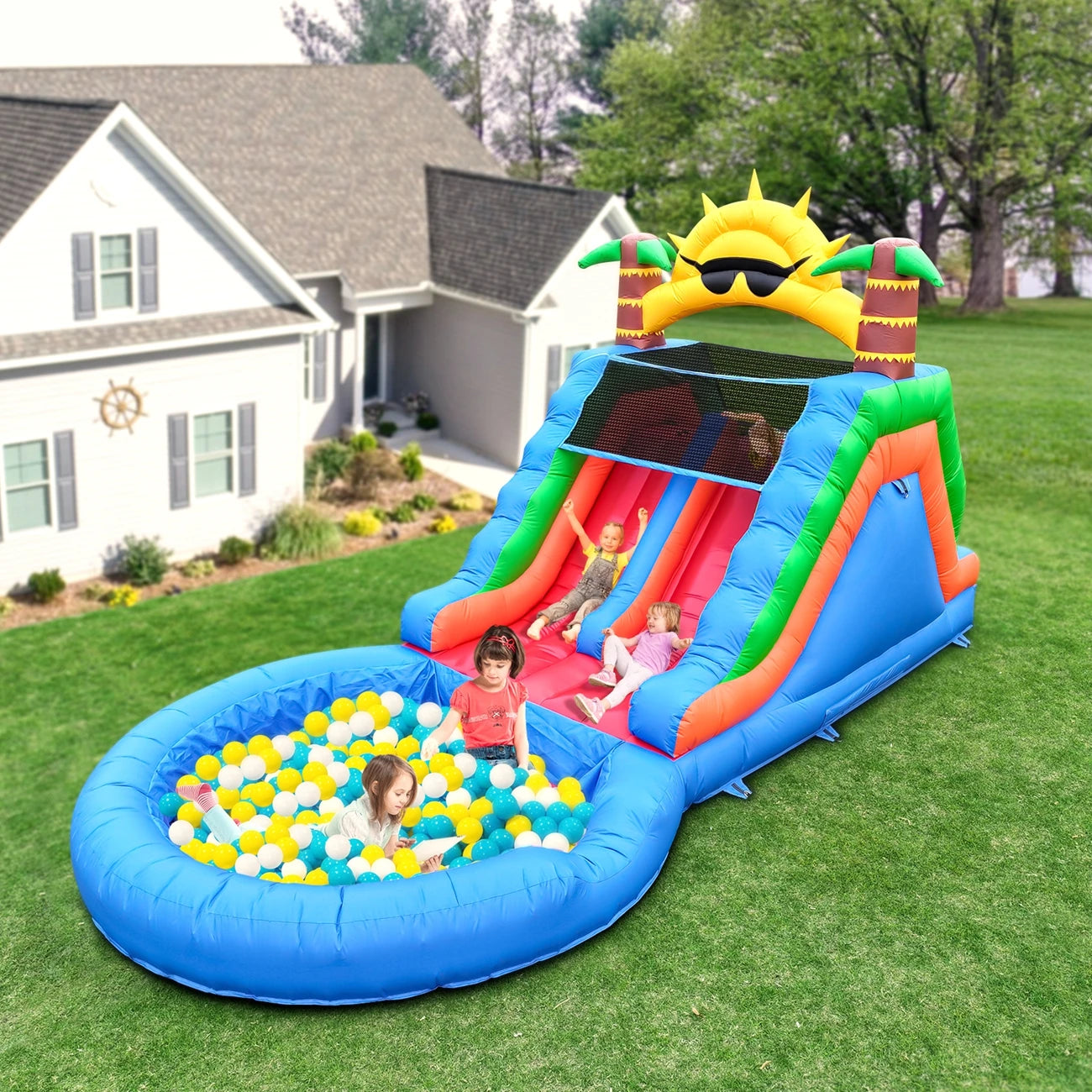 Inflatable water slide  Bounce House bubble pool & 950W Air Blower