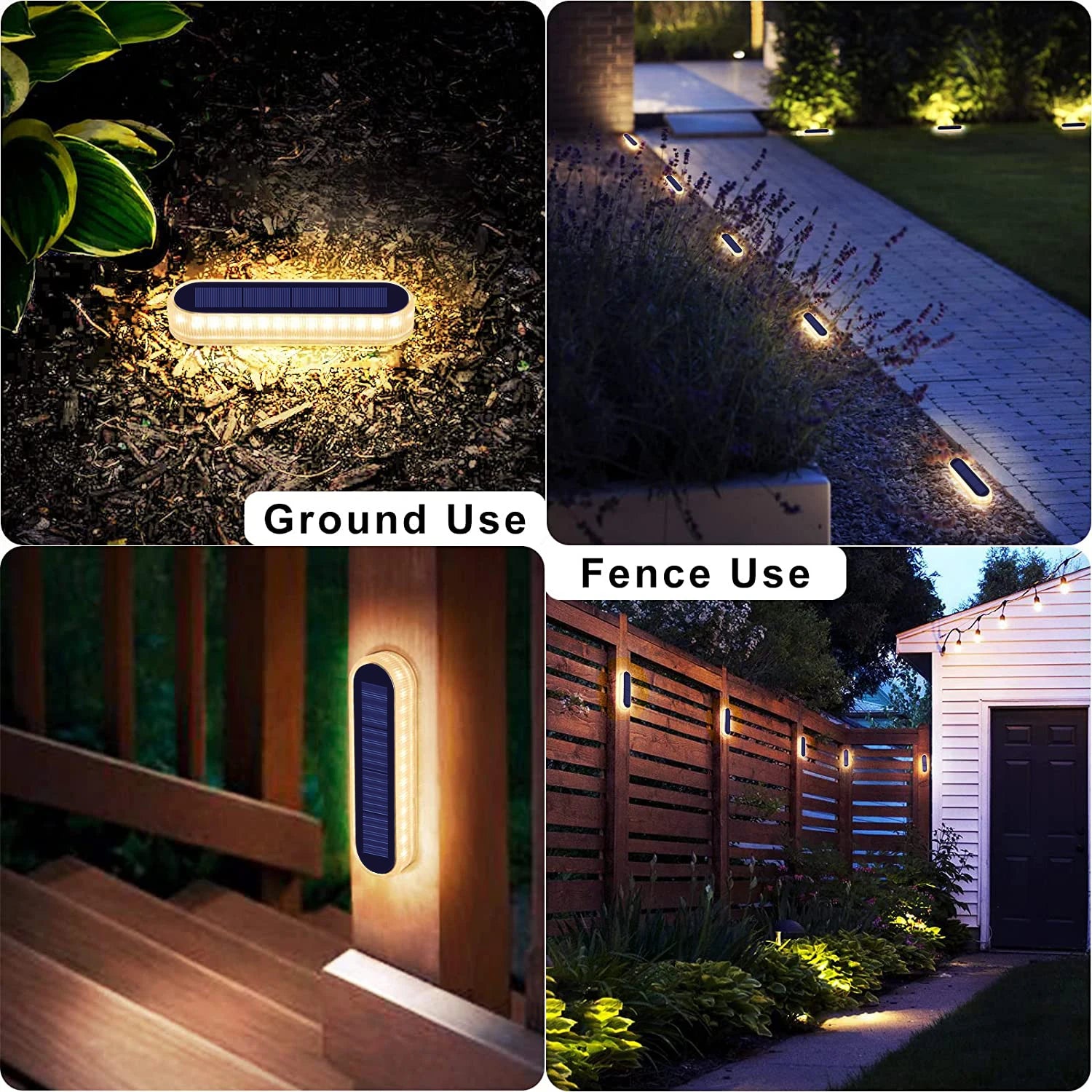 5 Years Lifespan 4 Pack Solar Deck Lights Waterproof Auto On/Off 4 Anti-Pressure LED
