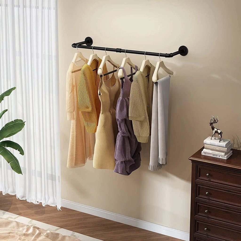 180cm  Garment Home Rail Industrial Pipe  Space Saving  with 3 Hooks
