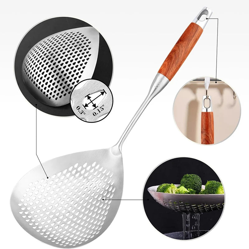 Stainless Steel Spider Strainer Skimmer Ladle , Kitchen Utensils Wire