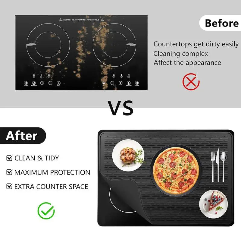 Silicone Stove Top Cover Mat, Heat Resistant Electric Glass Cooktop Protector,