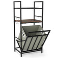 2-Tier Laundry Hamper w/ Tilt-out Basket, Laundry Sorter w/ 4 Hooks & Removable Bag