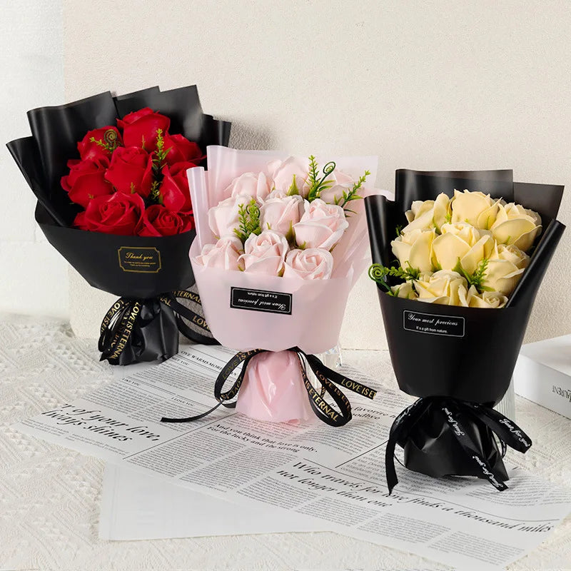 9 Heads Soap Flower Rose Bouquet Artificial
