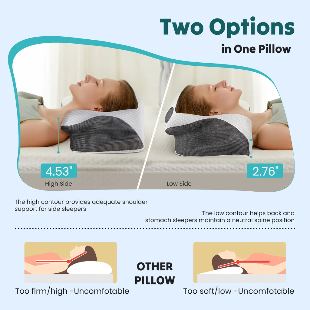 Cervical Memory Foam Pillow for neck Pain  Relief With Cooling Cover