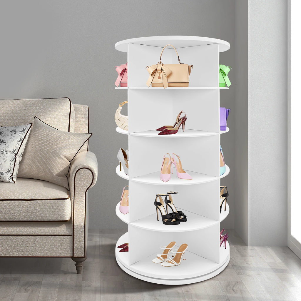  5 Tier 360 Rotating Shoe Rack Tower Holds 20 pairs of Shoes for Bedroom, Entryway, & Closets