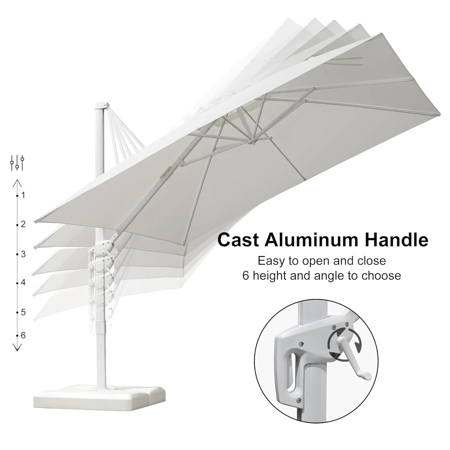 10' × 13' Patio Umbrella With Base Square  Offset Windproof with 360°,