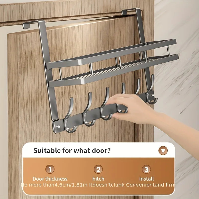Multifunctional Metal Over-the-Door Storage Rack Easy Install