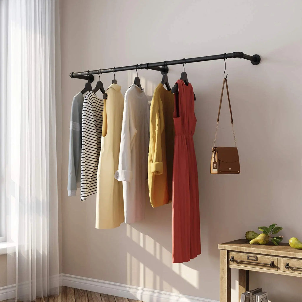 180cm  Garment Home Rail Industrial Pipe  Space Saving  with 3 Hooks