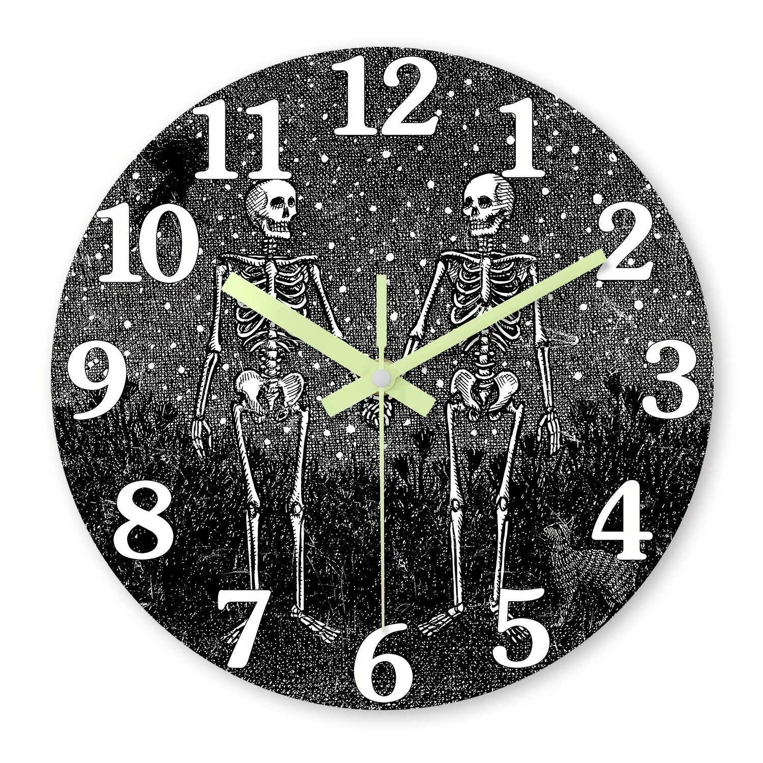 A Modern Horror Skull Luminous Wooden Wall Clock, Silent Non-ticking
