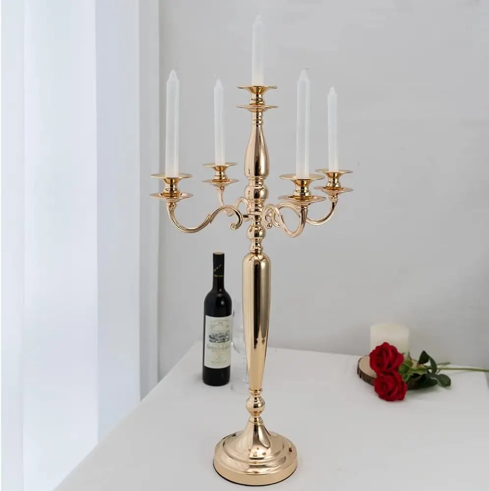 4Pcs 5 Arm Gold Candelabra  Metal Candlestick Holder(28 Inch Tall)