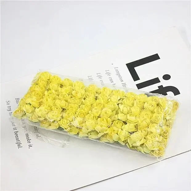 144PCS 1.5 cm Artificial Mini Paper Rose Flower Bouquet